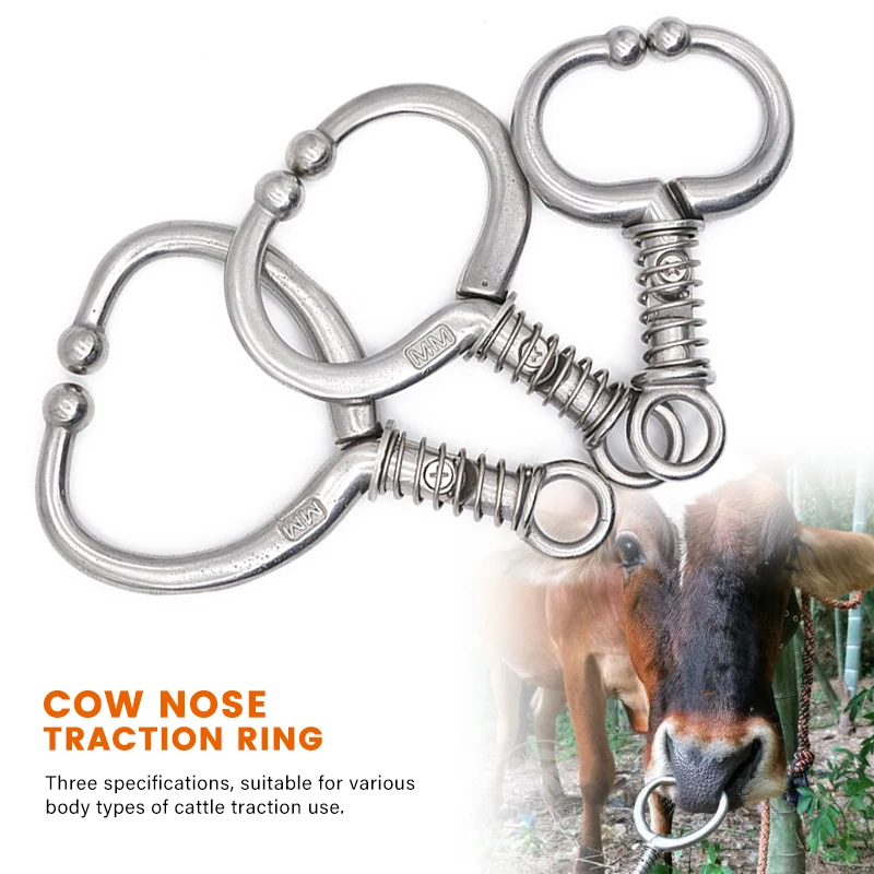 1Pc Livestock Cattle Nose Rings Stainless Steel Cattle Nose Clamp Bull Cow Spring Nose Farm Animal Supplies Cattle Nose Rings