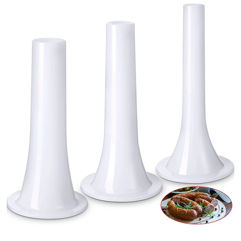 ABUL-18Pcs embutidoras de salchichas de plástico, embudos, herramienta de llenado de salchichas para tamaño 5, picadora de carne, picadora de alimentos, 1,5 Cm, 1,9 Cm, 2,3 Cm