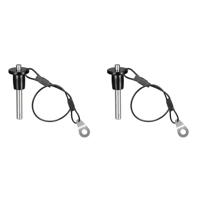 Most-2X Stainless Steel Quick Release Pin 6Mm Diameter Ball Locking Pin With Push Button Lanyard Cable Usable Length 25Mm