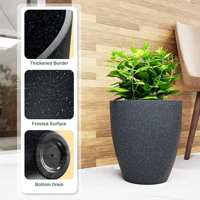 Round Planter Floor Flower Pot Tall Cylinder Large Tree Pot Indoor Decorative Planting Pot for Home Garden Balcony Decor