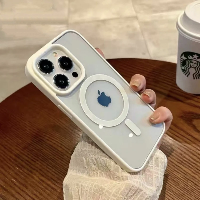 Transparent magnetic phone case for iPhone 16 15 14 13 Pro 12 11 Max Plus 16Pro Acrylic phone case 15Pro Simplicity cover shell