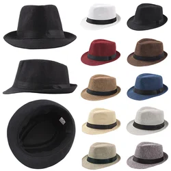 2022 New Fashion Sun Straw Hat Classic Top Jazz Hat Men's Hats Adult Bowler Hats For Old Man Retro Summer Sun Protection Outdoor