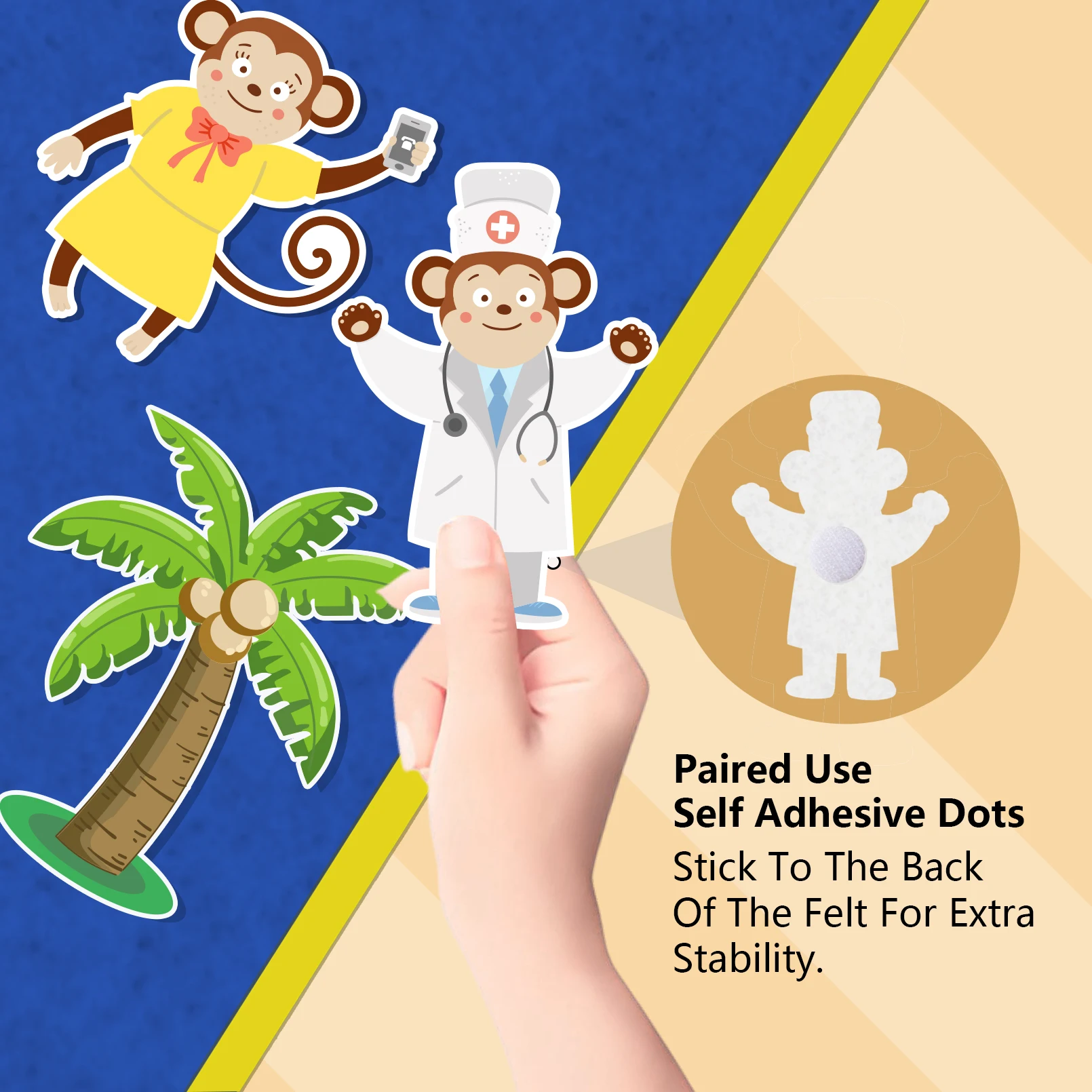 Set of 5 Felt Monkeys Educational Toys for Preschool Learning, Interactive Classroom Supplies Toddler Educational Games