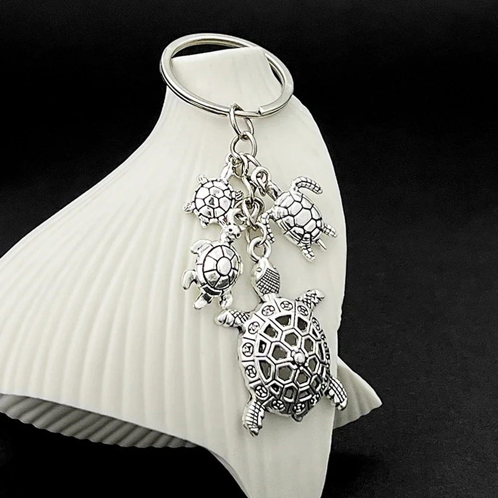 Cute Sea Turtle Keychain Metal Hollow Tortoise Pendant Key Holder Women Men Handbag Backpack Charms Accessories Ocean Lover Gift