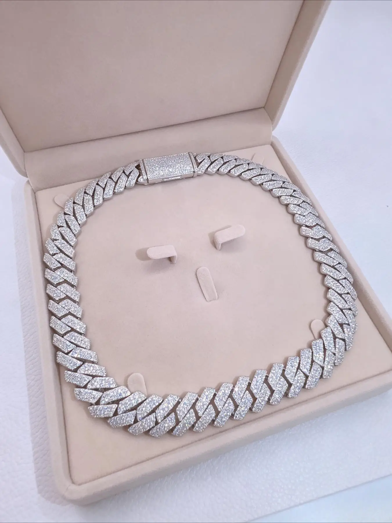 Cuban Chain Necklace, Diamond-set 4 Rows of 20mm Cuban Chain, Men's Hip-hop Cuban Chain, Electroplated Gold-plated Craftsmanship