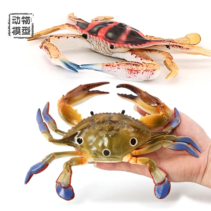 Children's simulated marine creature model oversized swimming safflower three-eyed crab model animal toy