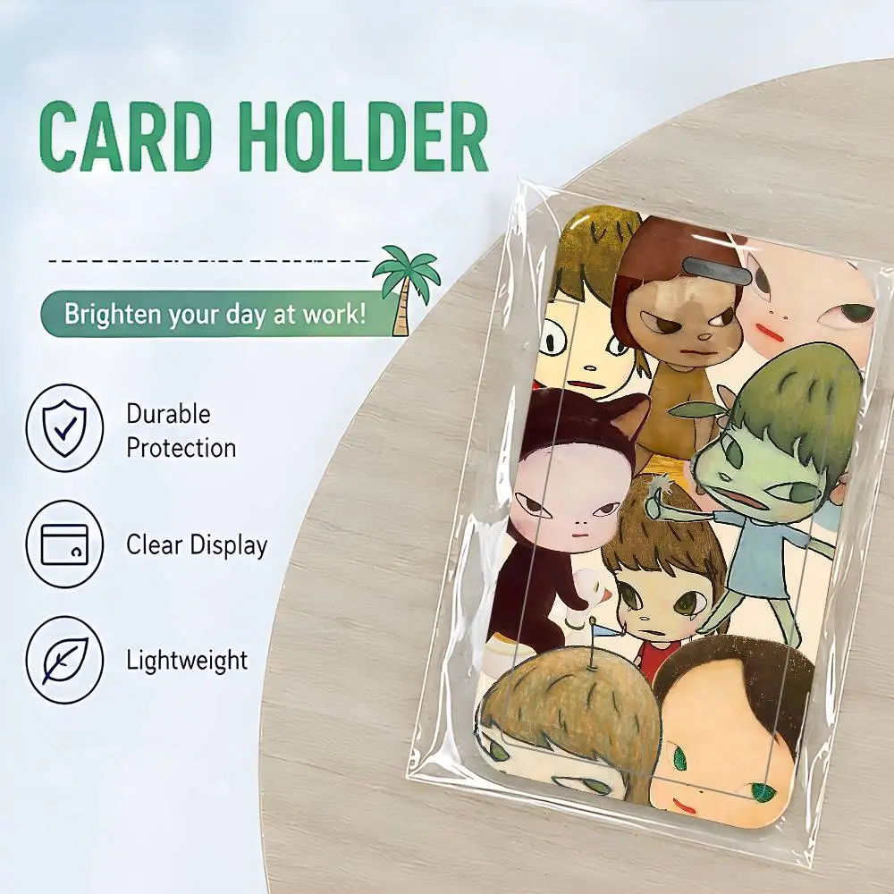 Y-Yoshitomo N-Nara Art ID Card Holder Cute PVC Badge Holder Cartoon Card Cover Student ID Bus Card Case with Clear Window