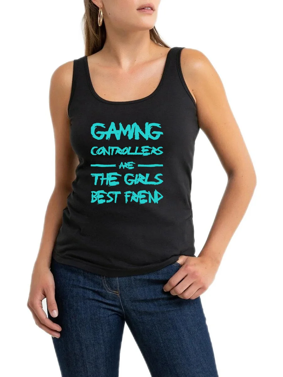 

Gaming Controllers Are The Girls Best Friend Printed Tank Tops Women's Sports Yoga Sexy Breathable Sleeveless Tee