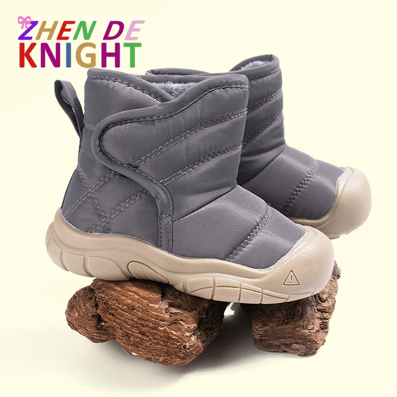 

Зимние повседневные детские зимние ботинки, водоотталкивающая ткань, защита от столкновений, теплые хлопковые ботинки на толстой подошве с флисовой подкладкой