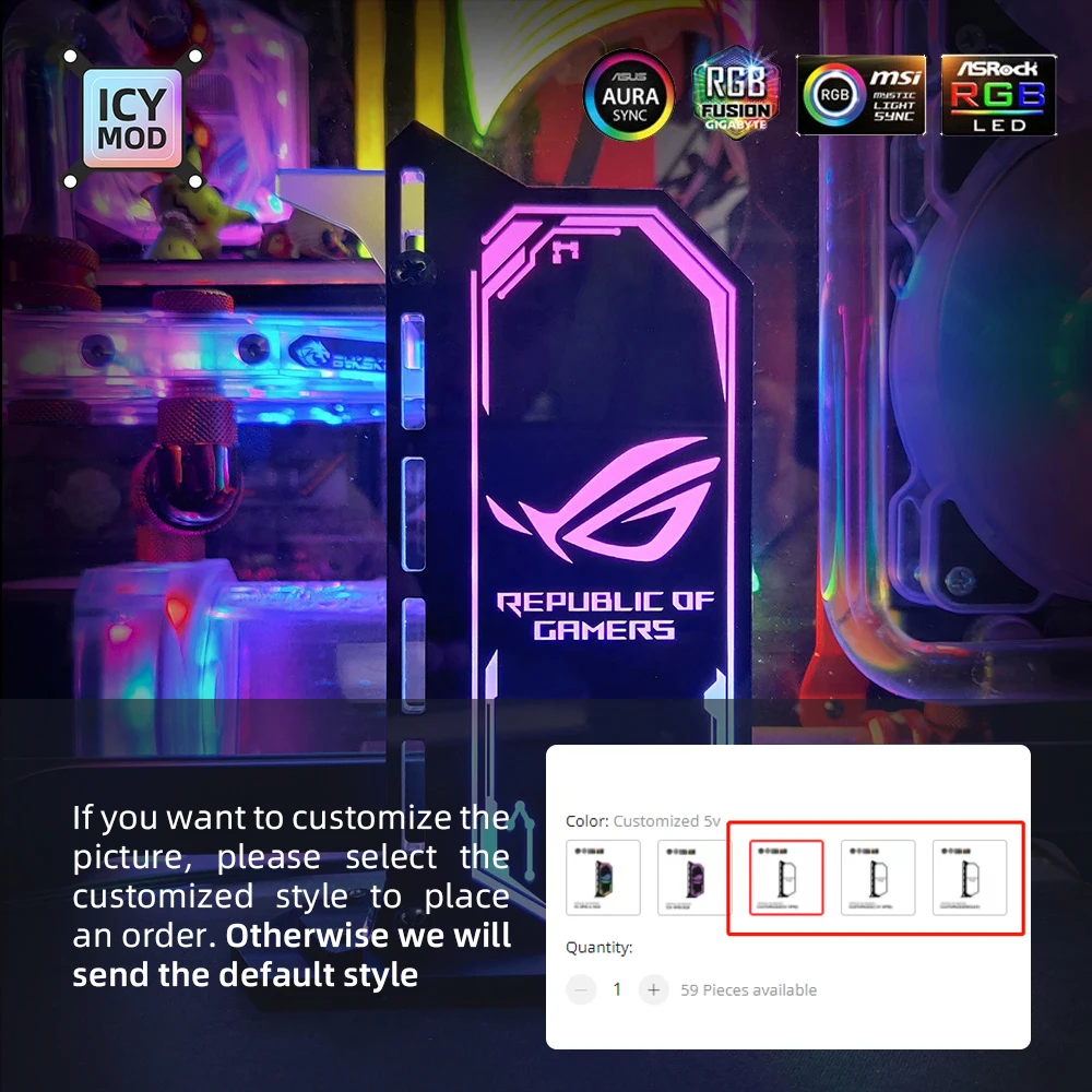 Vertikale GPU Unterstützung Anpassen Bunte VGA Halterung Video Karte Stehen GPU Halter 12V/5V AURA SYNC WaterCooler PC MOD RGB Beleuchtung