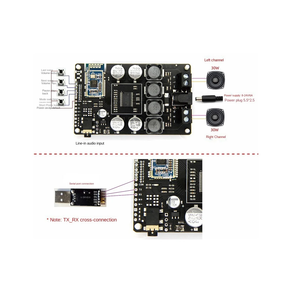 ポータブルBluetoothオーディオアンプ,振動効果,スピーカーフォン,TPE3118サウンド,高出力,12v,5a,5.0