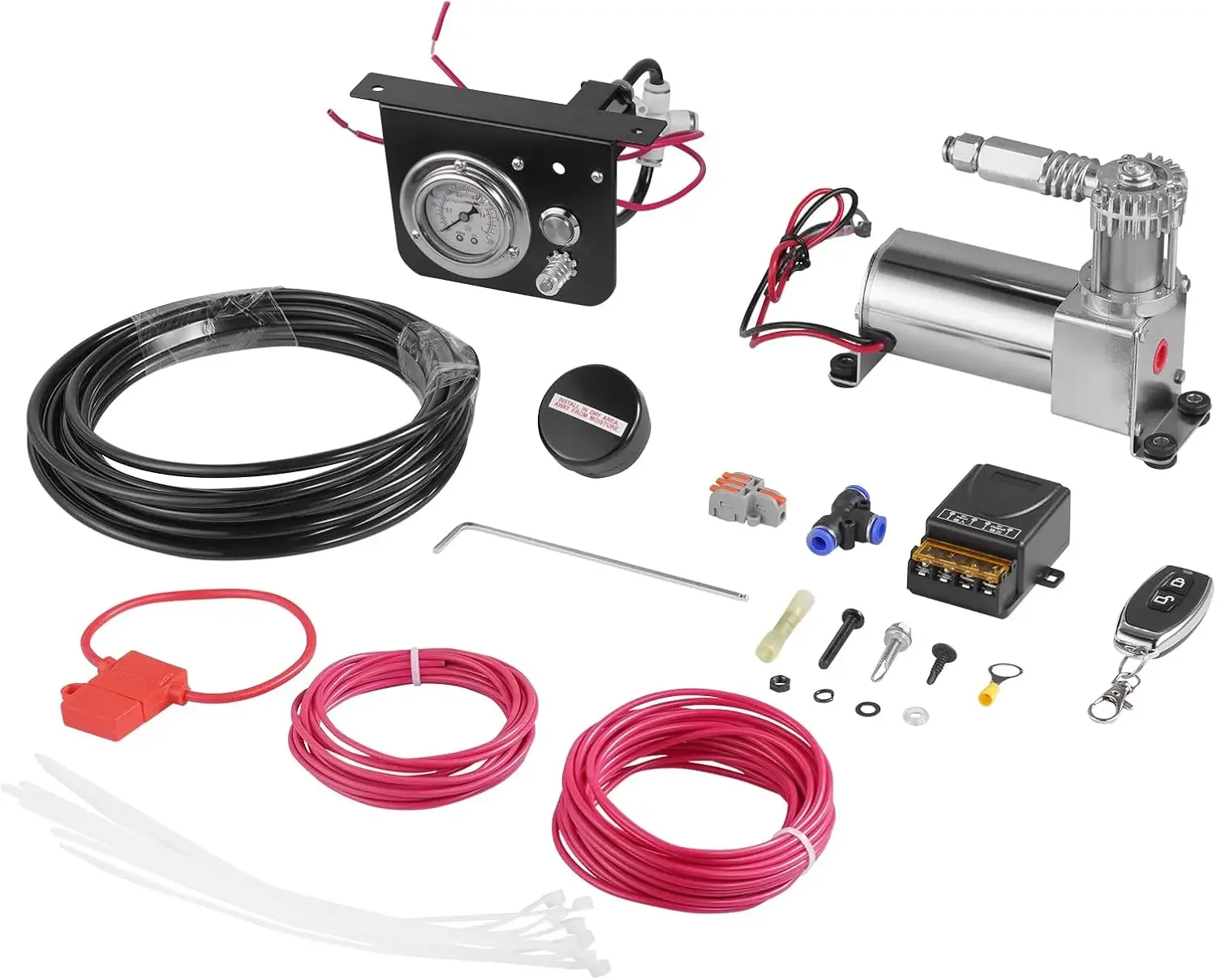 Air Shock Controller Kit, 12V 100PSI On Board Air Compressor System, Ride Suspension Compressor Kit with Single Path System, Pre