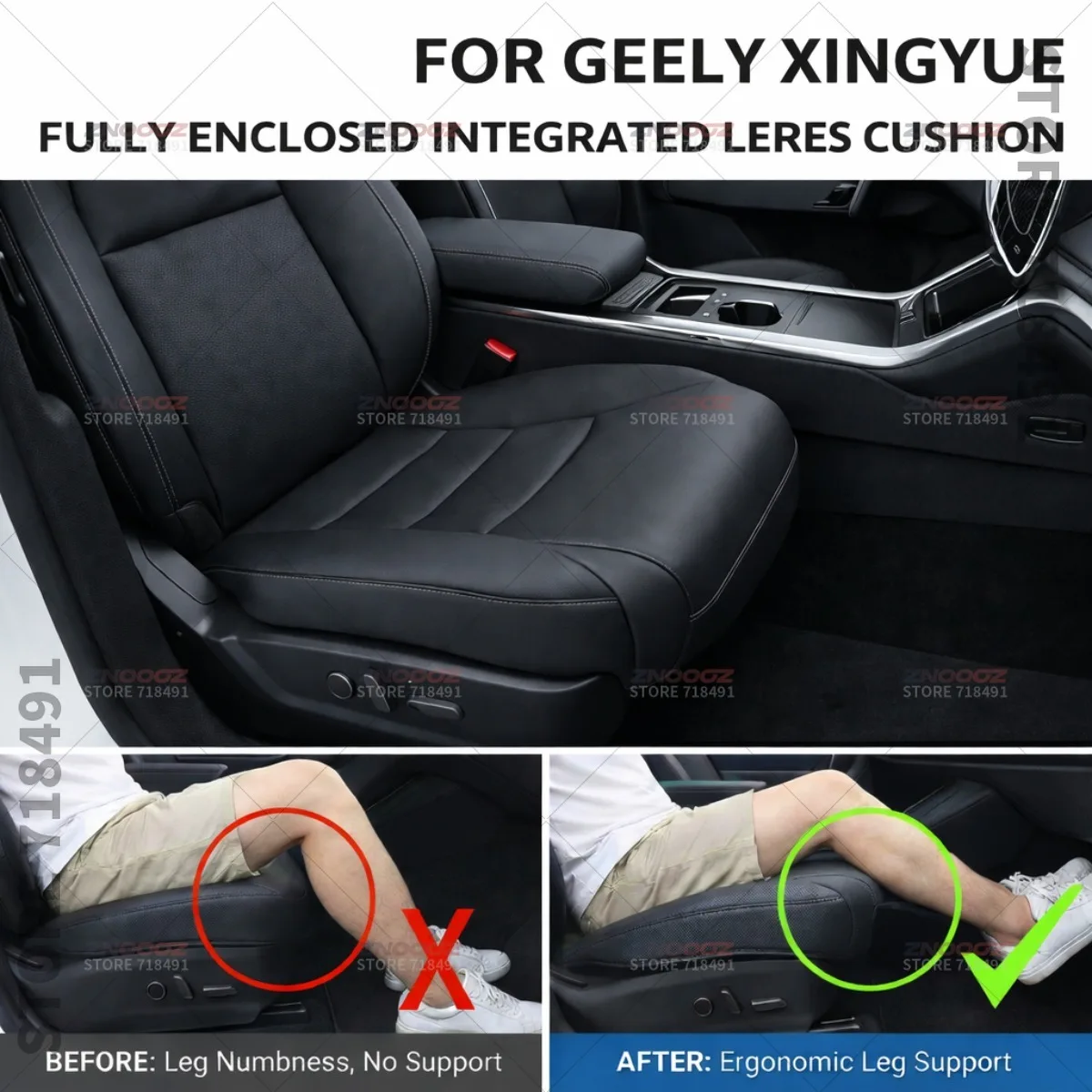 For Geely Xingyue Car Seat Leg Support Extension Seat Cover Memory Foam Extender Cushion Interior Accessories