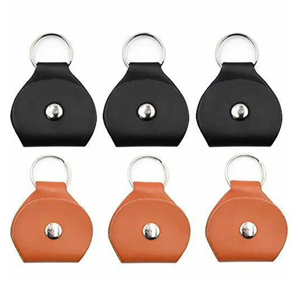 Guitar Pick Holder Plectrum Bag Case 6 Pack Leather Keychain Plectrum Cases Mediator Bank Cow Leather 1-3 Pcs Guitar Picks