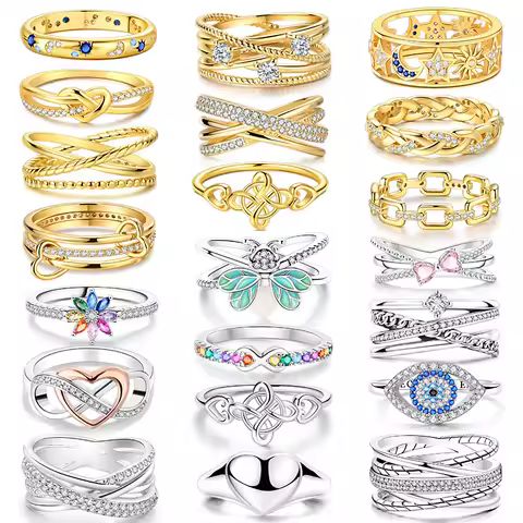 Original Ring 925 Silver Gold Firefly Heart Star Woman Ring For Engagement Weddling Party Fashion Jewelry