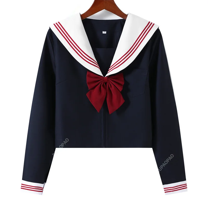 Basic Navy Sailor Suit Japanese School Uniform Schoolgirl Seifuku Student  Anime Cosplay Costume Women Sexy JK Pleated Skirt