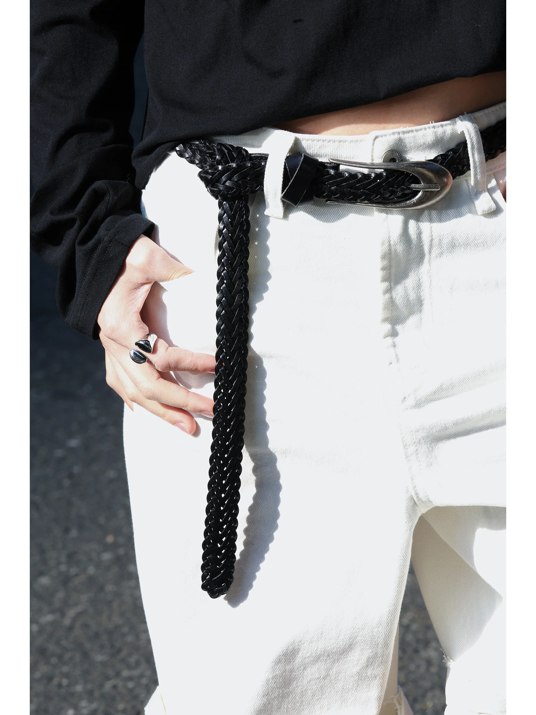 handwoven-top-layer-cowhide-extended-loop-belt-women's-fashion-accessories-leather-belts-u-buckle-clasp-spring-summer-autumn