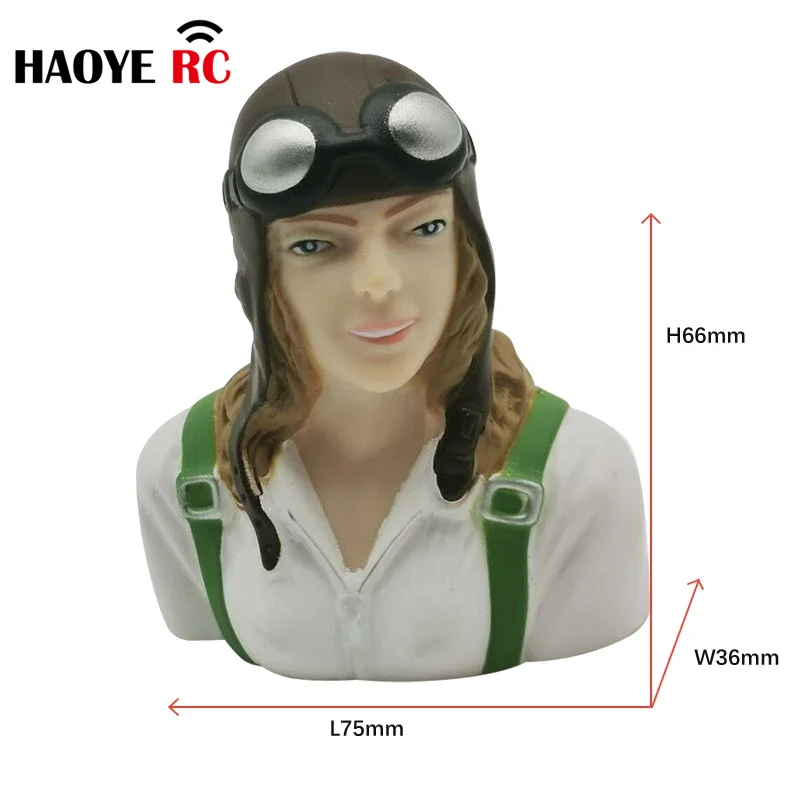 Haoye 1 Pc 1/6 Scale  Female Pilots  Figures  With Glasses Toy Model  For RC Plane Accessories Hobby Color  White