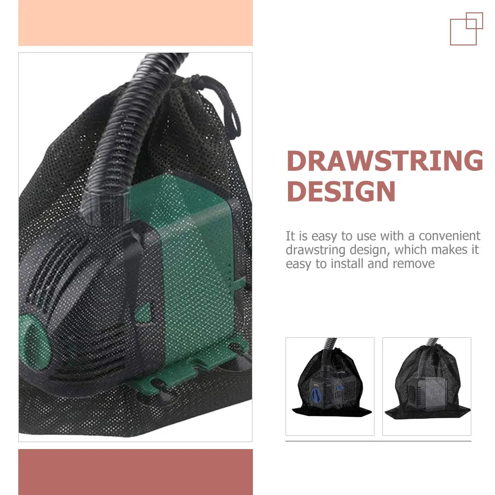 

2pcs Pond Pump Filter Bags Black Large Drawstring Mesh for Fountain Aquarium Tank Debris Filtration Garden Supplies