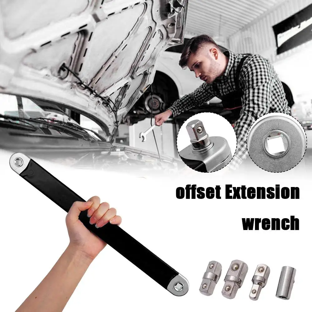 Offset Extension Wrench Professional 3/8'' to 1/2'' Square Adapter 15inch Socket Impact Drive Tool 3/8'' Wrench 1/4'' Ratch I0O0