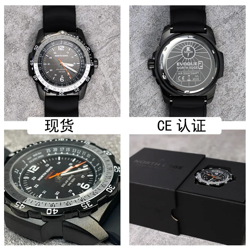 ساعات رجالية كوارتز إلكترونية مؤشر ساعة مشحونة بالطاقة الشمسية مضيئة مقاومة للماء قياس السرعة الضوء