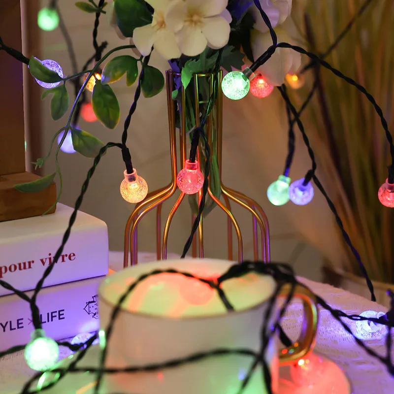 10M 50 LED Crystal Ball Solar String Lights Outdoor Fairy Garden Decor Colorful LED String Lights Solar Powered Garlands for Chr
