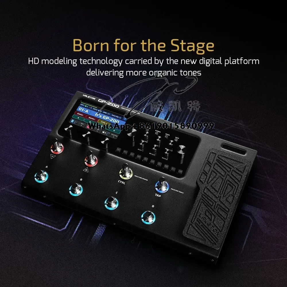 Valeton GP200 Gitaar Basversterker Zwart Modellering IR Simulatie Multi-effecten met voedingsadapter Pedaaleffecten