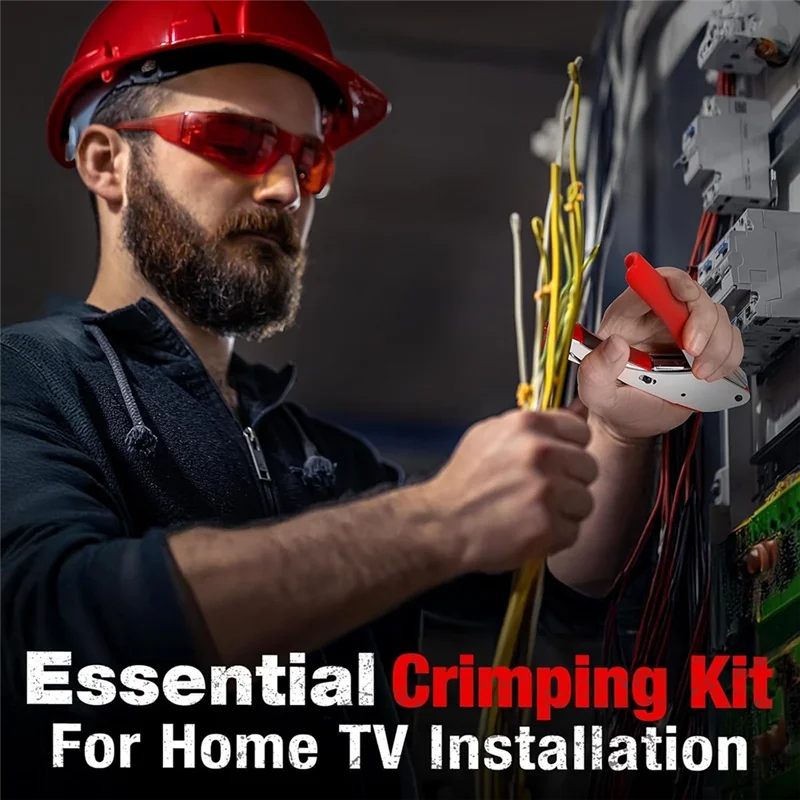 GYTB-Koaxialkabel-Crimper, Koaxialkabel-Reparatursatz, 3-in-1, verstellbarer 20-F-Typ-Stecker mit Abisolierzange für Satelliten-TV