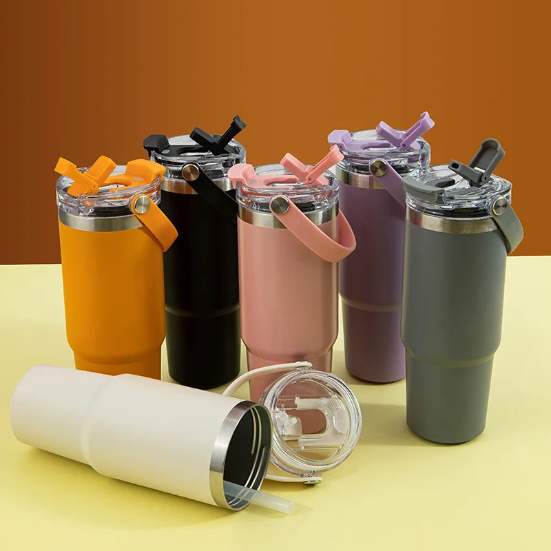 

30oz Portable Car Cup, 304 Stainless Steel Vacuum Insulated Cup, Large Capacity, Portable Dual Drink Ice Cream Cup