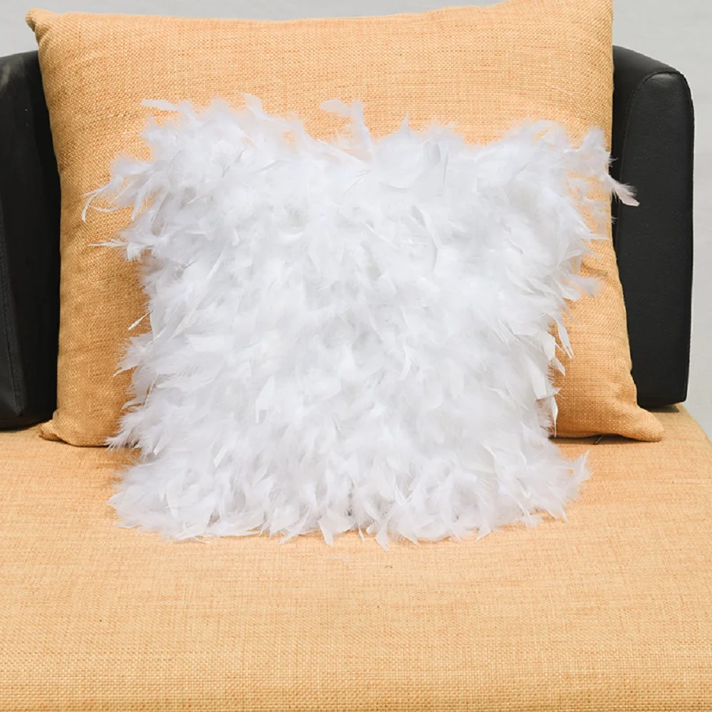 FREE SHIPPING CX-D-189E Home Decoration Sofa Cushion Cover Real Turkey Feather Fur Pillow Cover