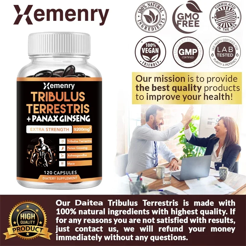 Tribulus Capsules Contain Ginseng, Ashwagandha, and Panax Ginseng To Enhance Energy, Mood, Stamina, and Performance