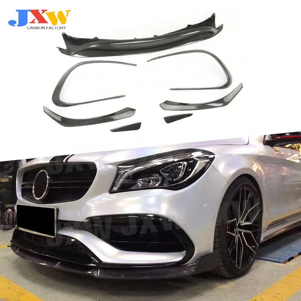 Car Bumper Trim Cover W117 ABS Carbon Fiber Front Lip Spoiler Flap Canards for Mercedes Benz CLA Class CLA45 AMG 2016-2018