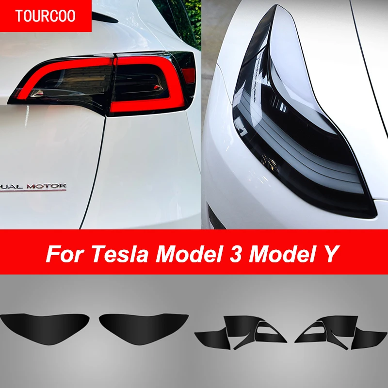 Per Tesla Model 3 Y pellicola oscurante annerita Set completo faro fanale posteriore fendinebbia porta di ricarica Car Styling TPU pellicola cambia