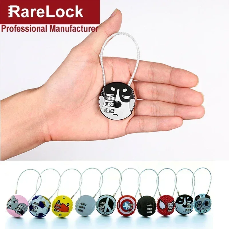 Round Wire Combination Padlock Small Cartoon Lock for Suitcase Luggage Lock Gym Locker Office Drawer Rarelock MX12 G1