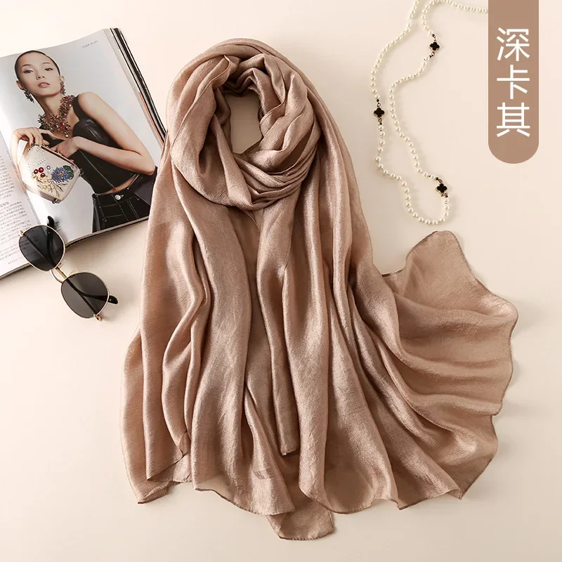 2023 Women's Fashion Scarf Solid Silk Shawl Scarf Summer Women