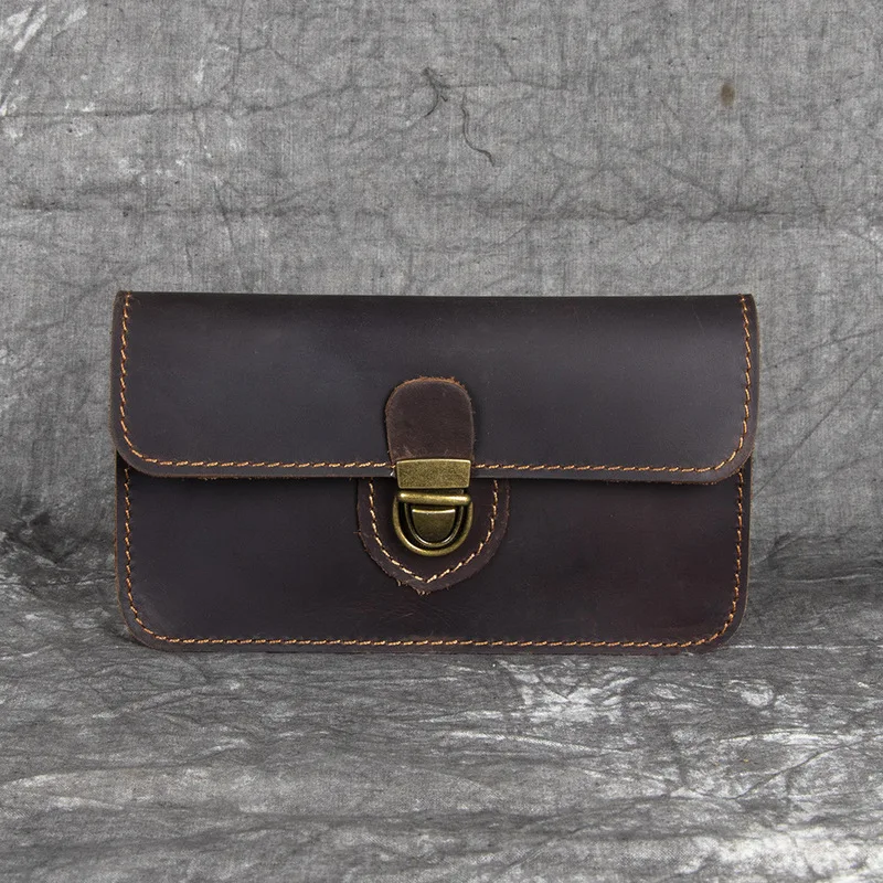 Wild Horse Leather Genuine Leather Mobile Phone Wallet Outer Layer Cowhide Bag Construction Site Work Bag