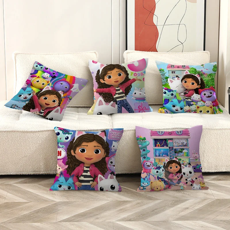 

G-Gabbys Cute Dollhouse Pillowcase Toon Gift Cushion Cover Bedroom Home Sofa Chair Seat Decor Pillow Case