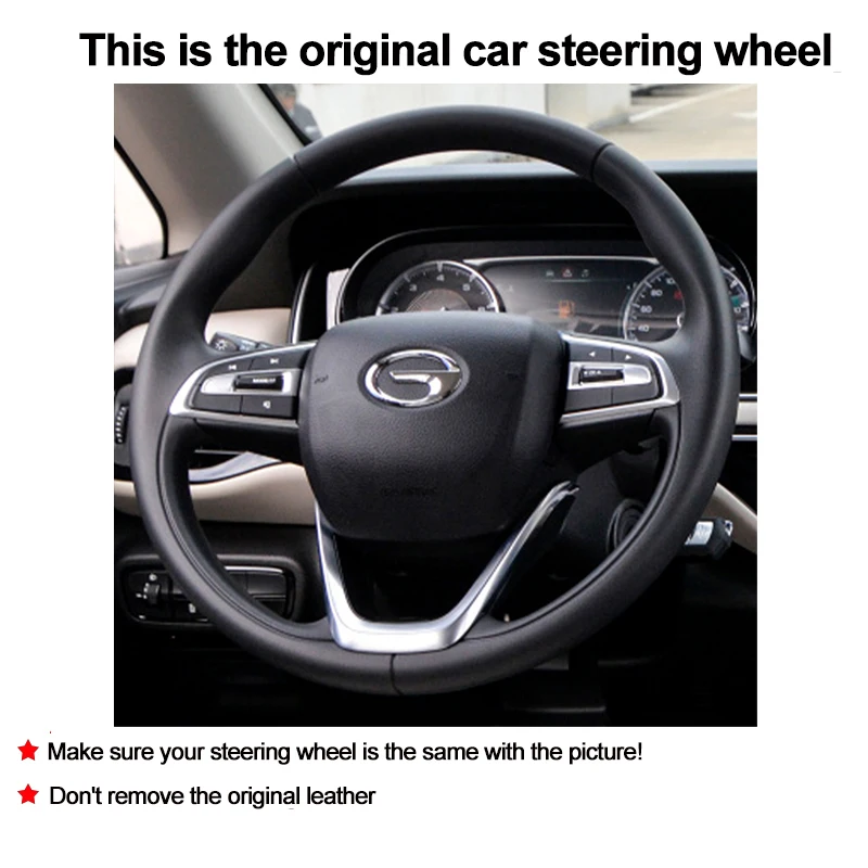 Hand Sewing Car Steering Wheel Cover Wrap Leather For Trumpchi M6 2019 - 2022 Braid On Steering-wheel Holder Protector