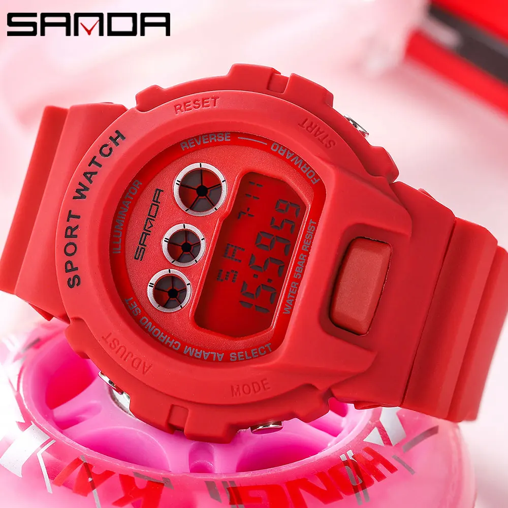 SANDA Mens Watches Women LED Digital Wristwatch Boy Girl Student Outdoor Waterproof Retro Electronic Watches Relogio Masculino