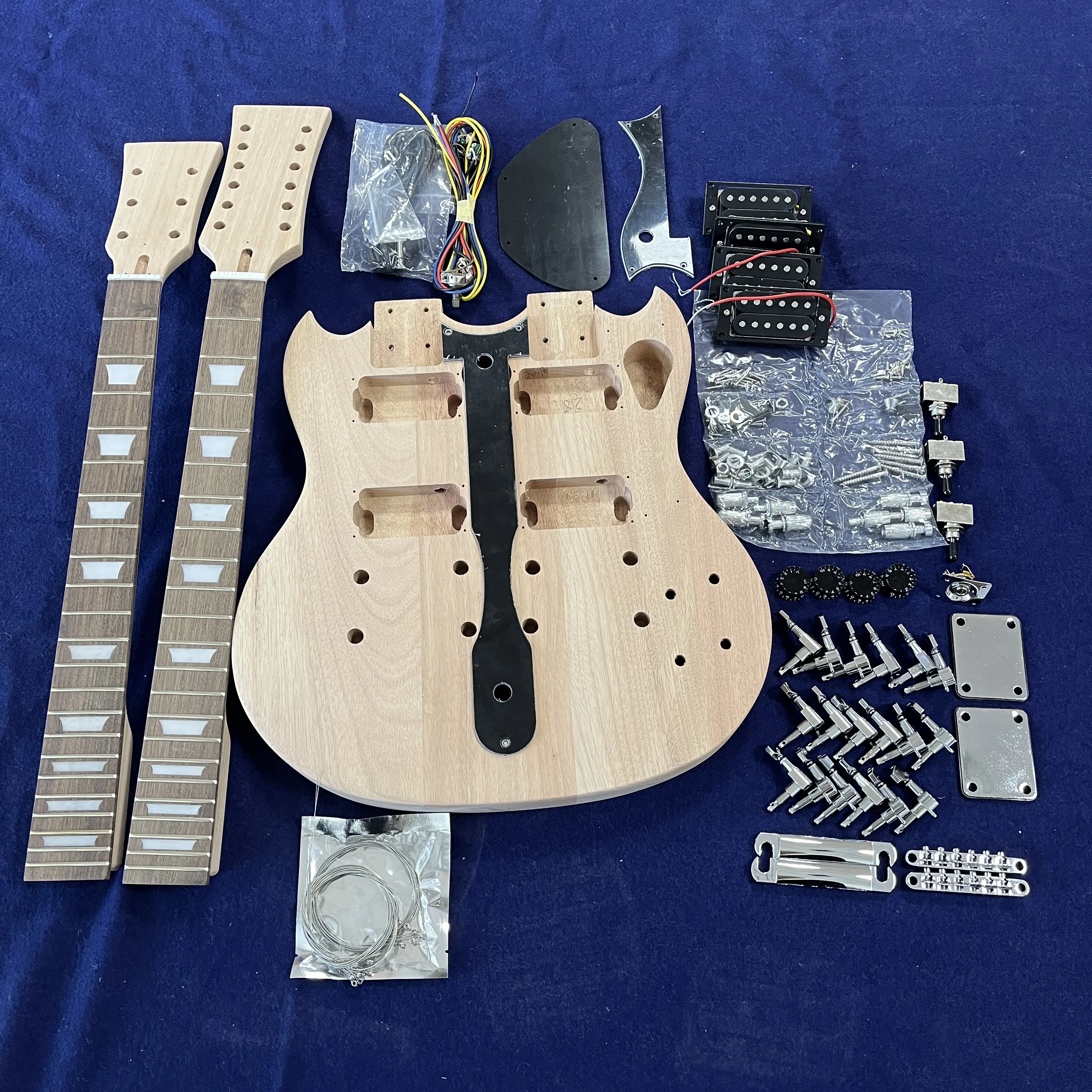 

DIY комплект электрогитары двойной конец электрогитара SG корпус из красного дерева склад в США Бесплатная доставка