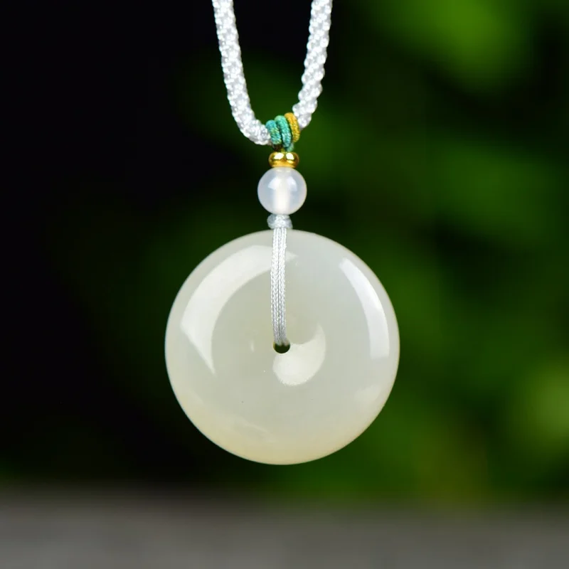

High-quality Hotan jade Qinghai material peace pendant, ethnic style, fashionable and versatile