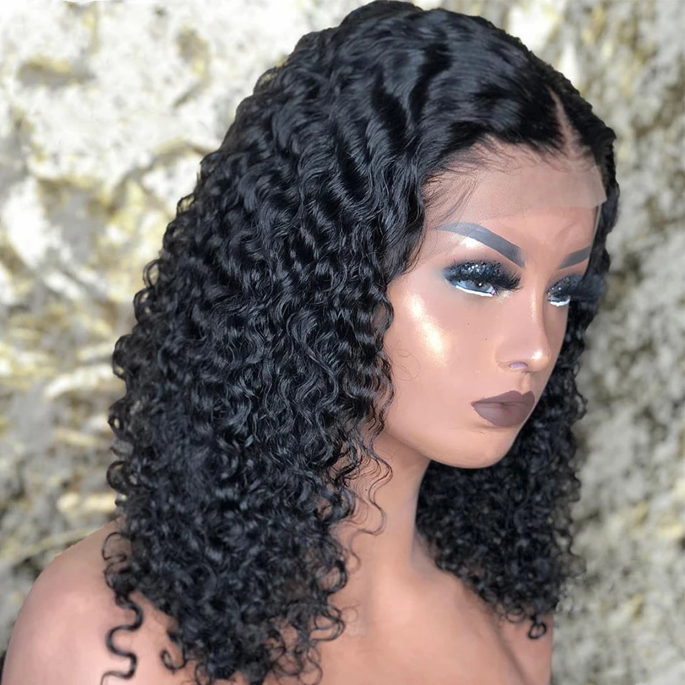 

Короткий кудрявый парик-боб Kinky Curly 13x6 13x4 HD с кружевной передней частью для женщин, 250% плотность, безклеевые парики из 100% натуральных волос, глубокая волна, парики-боб