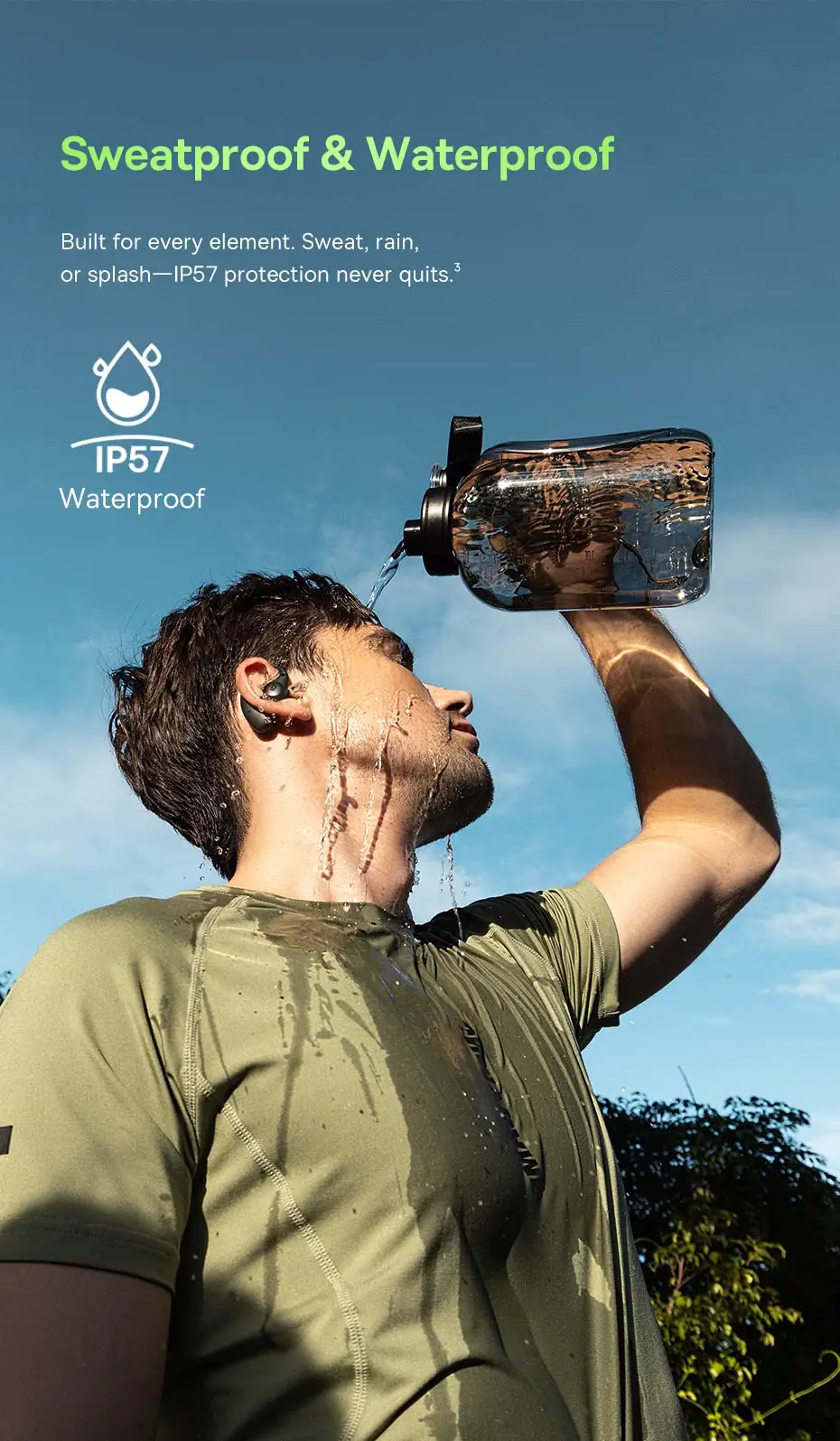 Baseus Eli Sport 2 Open-Ear-Kopfhörer, kabellos, Bluetooth 6.0 OWS-Kopfhörer, hochauflösend, mit LDAC OWS-Kopfhörer, Ohrbügel-Sport-Ohrhörer – Detail 6