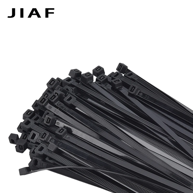 100Pcs Nylon Cable Tie Self Locking Plastic Loop Wire Black 1.9X60 2.7X250 Wrap Strap Zip Organizer Fasten Tension Belt