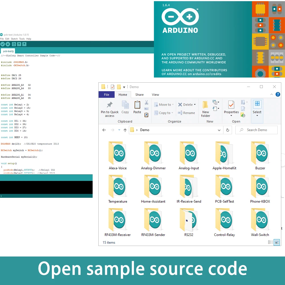 Placa de relé IDE para Arduino A6, dispositivo que permite el código fuente de ejemplo de programa DIY, proporciona MQTT, Raspberry PI,