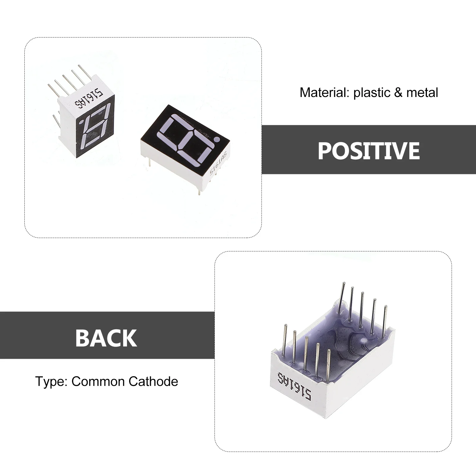 

20 шт. 0,5 дюйма, 10-контактный 1-сегментный красный светодиодный дисплей, цифровая трубка, общий высококачественный материал, долговечный, безопасный
