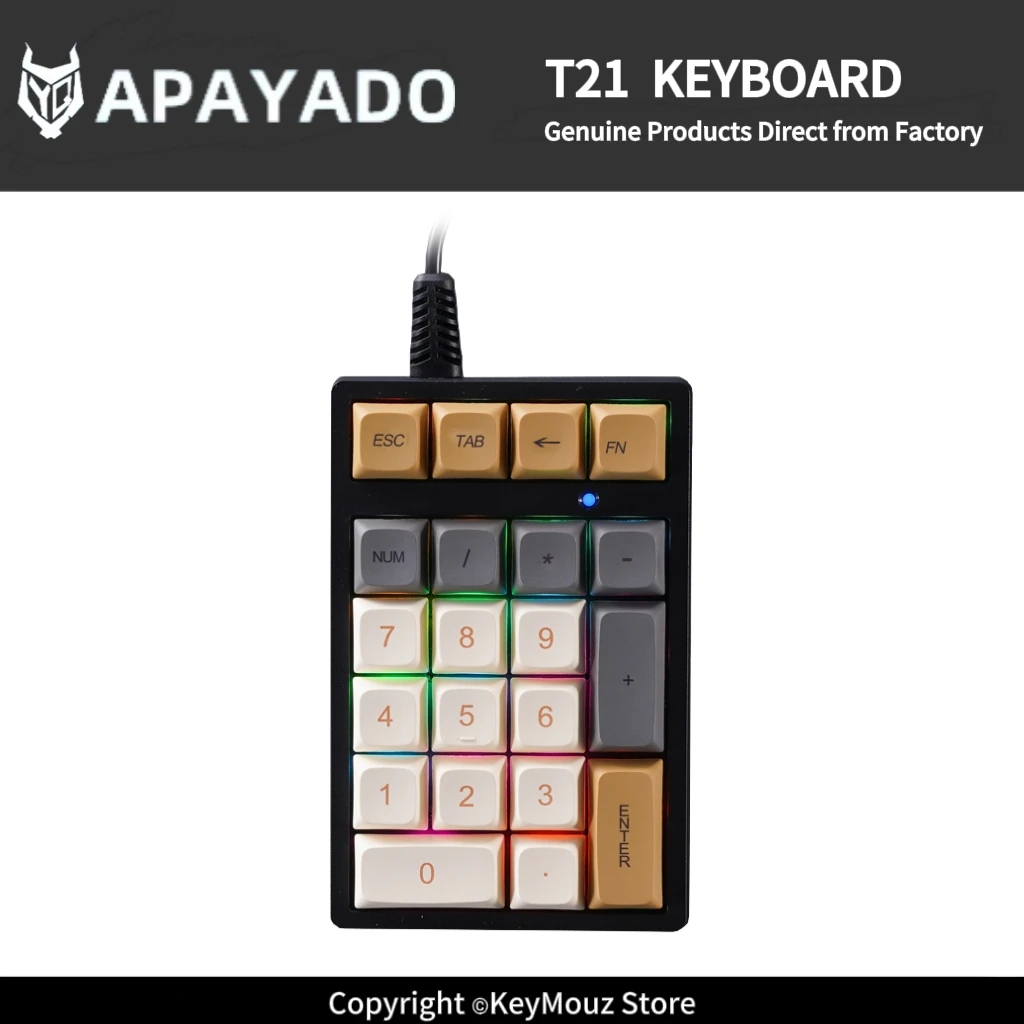 T21 Wired Mechanical Numeric Keypad Blue Switch PBT and ABS Keycap Options 9 RGB Lighting Modes for Financial Analysts Tellers