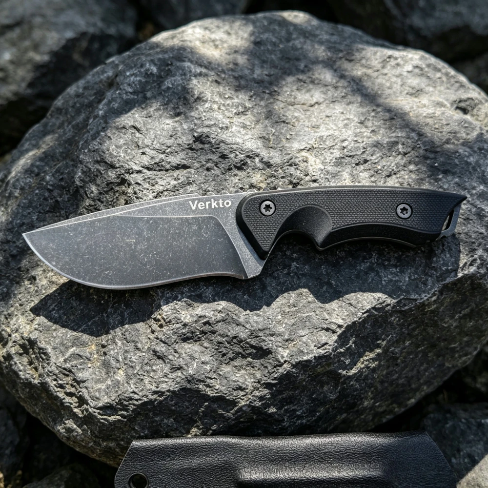 Camping Cooking Knife With Sheath - Черная рукоятка G10, нож для повседневного