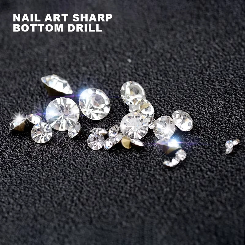 Strass brillants importés à dos pointu, cône de cristal tchèque, verre arrière rond plaqué, matériel de production pour Nail Art, bricolage, 5/10 pièces