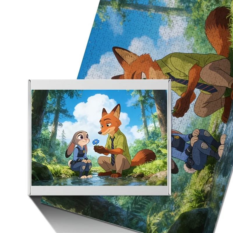 1000 pièces Disney Crazy City Judy Hopps & Nick Wilde Puzzle adapté pour &, Puzzle de bricolage stimulant pour/jeu d'anniversaire, thème R